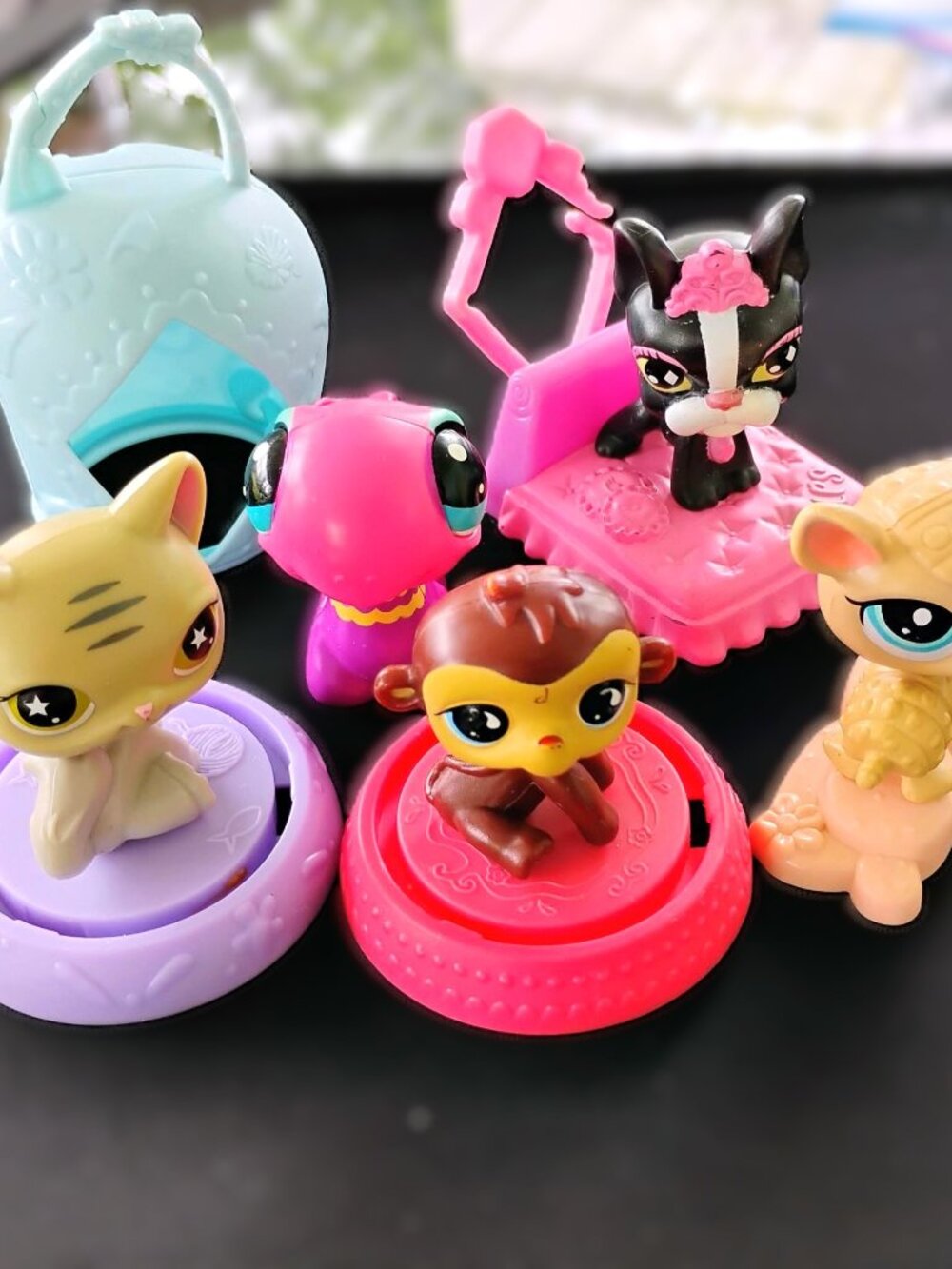 McDonald's Littlest Pet Shop (LPS) Toy Lot - 5 Retro Figures + Accessories